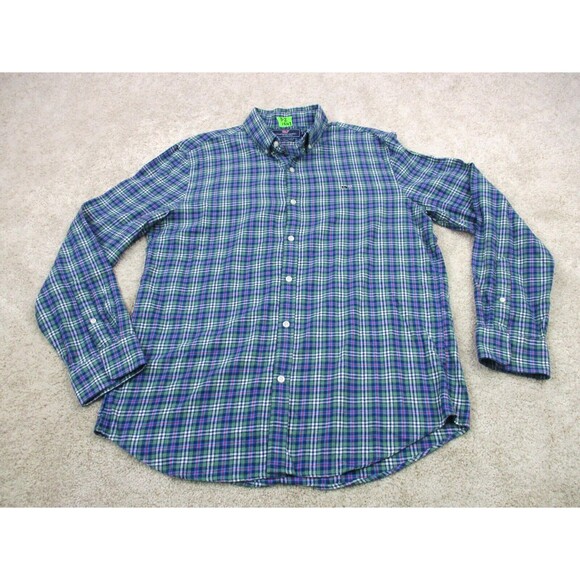 Vineyard Vines Other - Vineyard Vines Shirt Men Large Slim Green Blue Whale Flannel Cotton Button Up